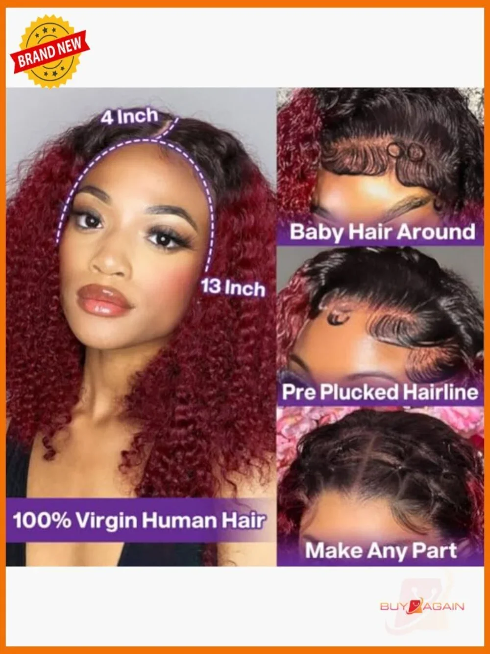 Deep Wave BOB Lace Front Wig Human Hair Glueless Wear Go 14in